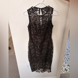 Bisou Bisou Black Lace Midi Dress